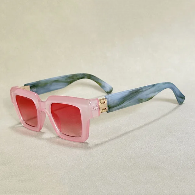 Marble Square Frame Sunglasses - Bold Retro Statement Shades