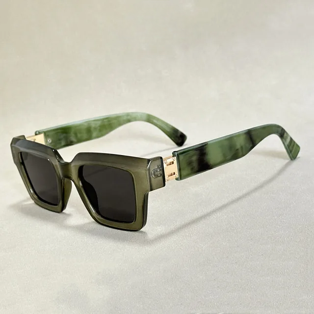 Marble Square Frame Sunglasses - Bold Retro Statement Shades