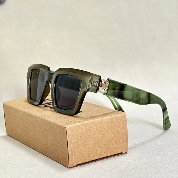 Marble Square Frame Sunglasses - Bold Retro Statement Shades