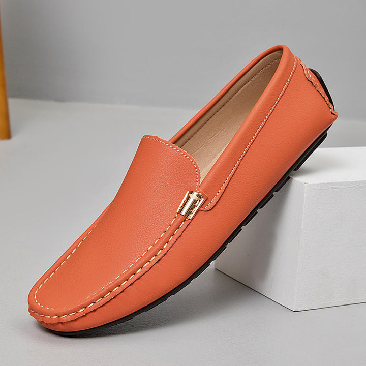 Men's Stitched Leather Slip-On Comfort Loafers