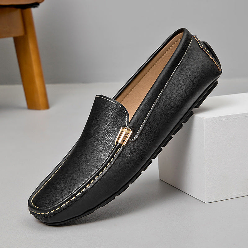 Men's Stitched Leather Slip-On Comfort Loafers
