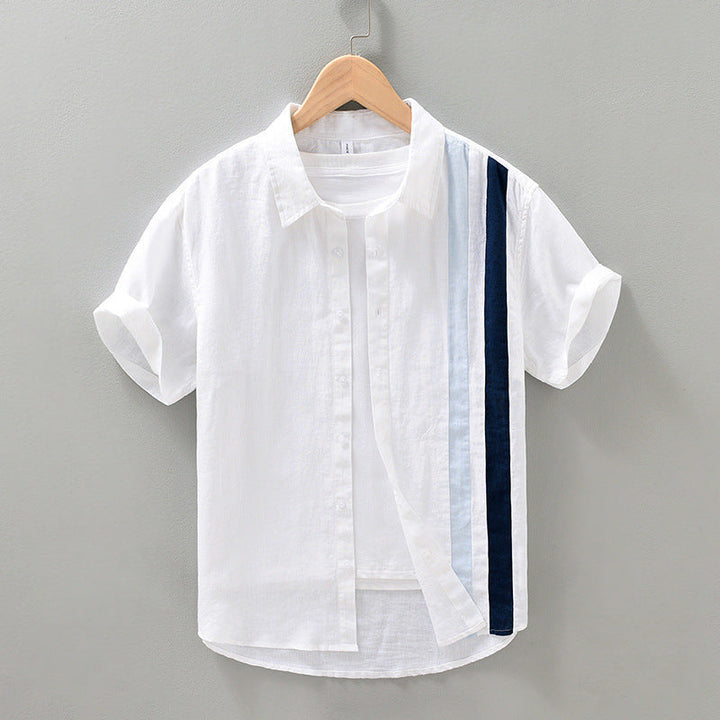 Men's Linen Striped Short Sleeve Shirt