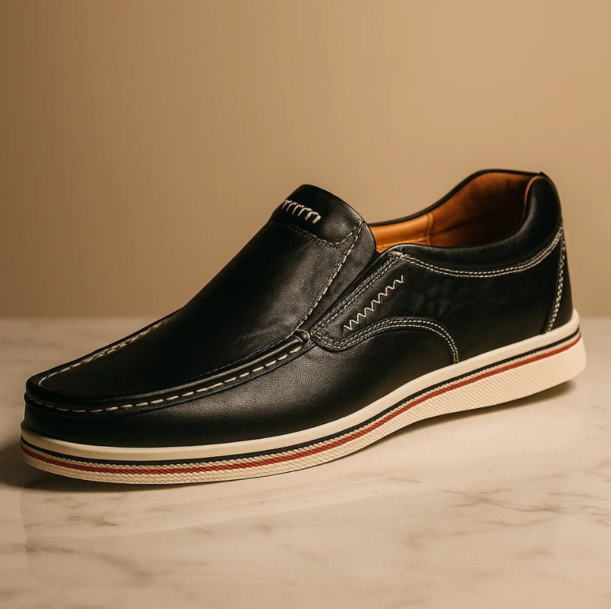 Men’s Genuine Leather Slip-On Loafers | Classic Comfort Casual Shoes