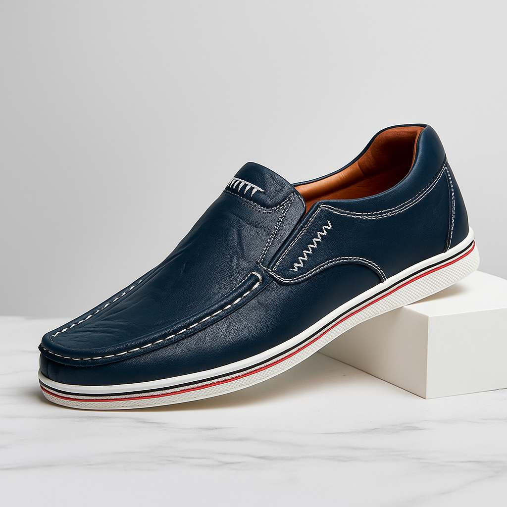 Men’s Genuine Leather Slip-On Loafers | Classic Comfort Casual Shoes