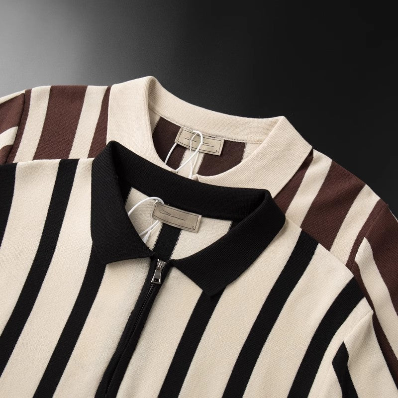 Men’s Striped Zip Polo Shirt