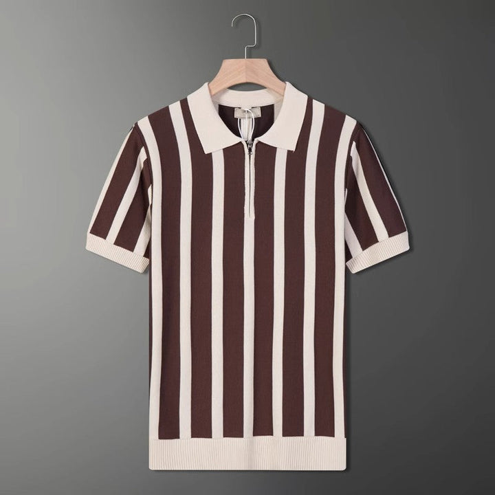 Men’s Striped Zip Polo Shirt