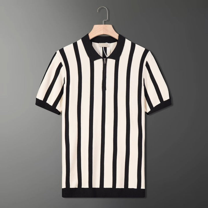 Men’s Striped Zip Polo Shirt