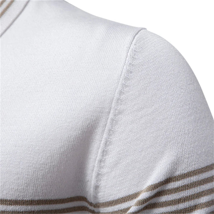 Men’s Striped Zip Polo Shirt – Knit Short Sleeve Polo