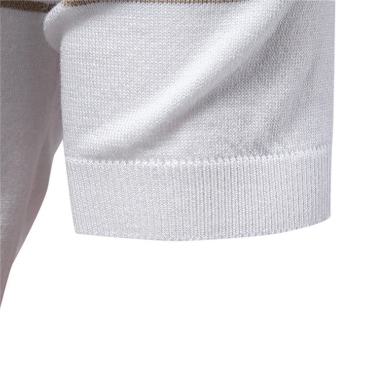 Men’s Striped Zip Polo Shirt – Knit Short Sleeve Polo