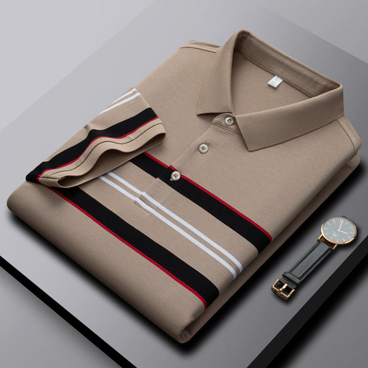 Men's Striped Cotton Short Sleeve Polo Shirt