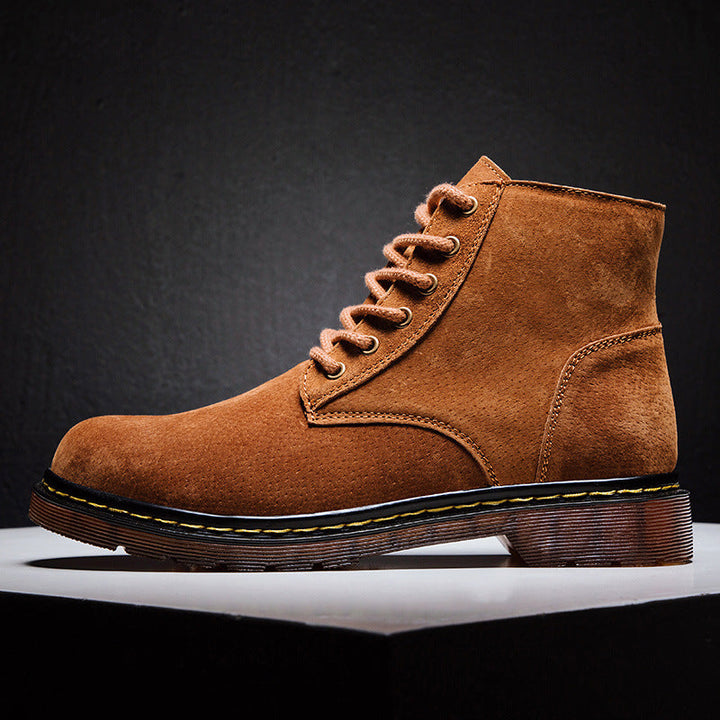 Men’s Comfortable Suede Lace-Up Boots with Rugged Sole