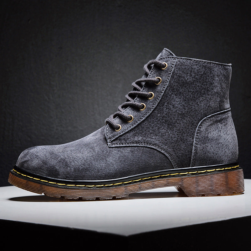 Men’s Comfortable Suede Lace-Up Boots with Rugged Sole