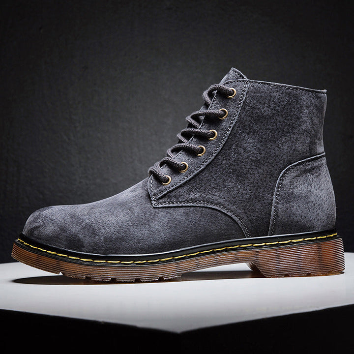 Men’s Comfortable Suede Lace-Up Boots with Rugged Sole