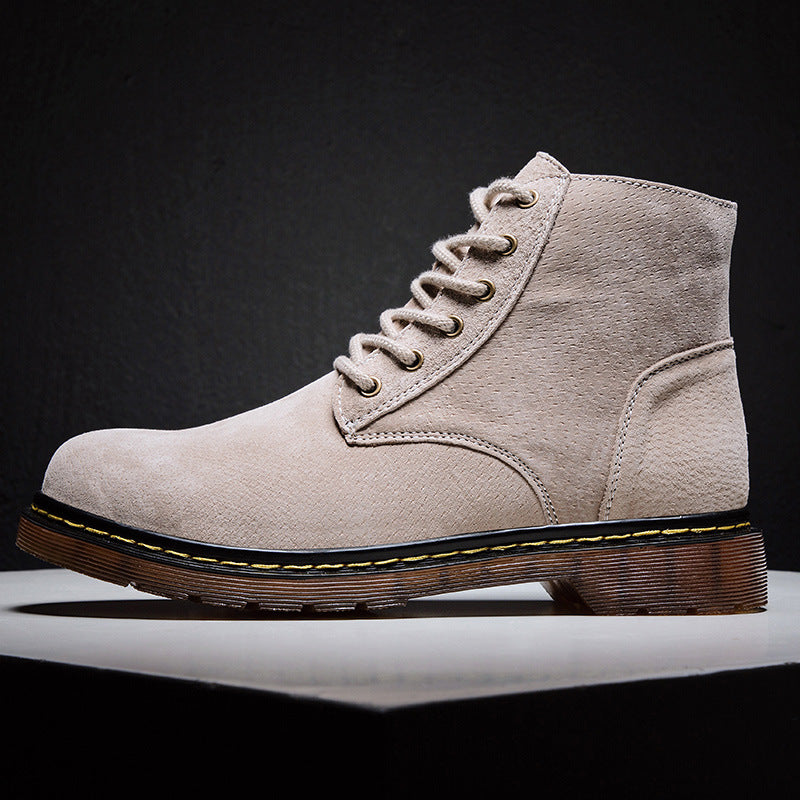 Men’s Comfortable Suede Lace-Up Boots with Rugged Sole