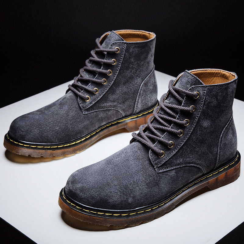 Men’s Comfortable Suede Lace-Up Boots with Rugged Sole