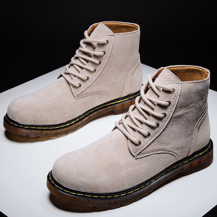 Men’s Comfortable Suede Lace-Up Boots with Rugged Sole