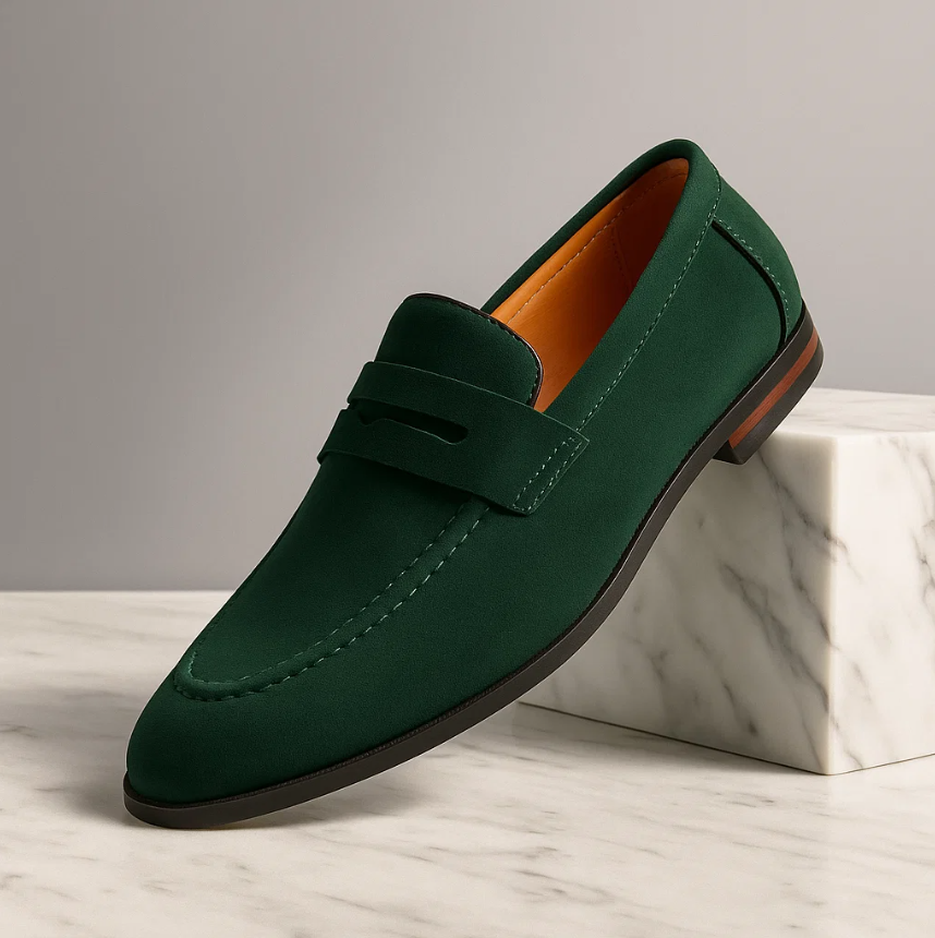 Men’s Suede Penny Loafers | Premium Comfort Dress Shoes | Classic Slip-On Design