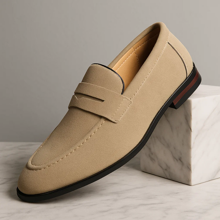 Men’s Suede Penny Loafers | Premium Comfort Dress Shoes | Classic Slip-On Design