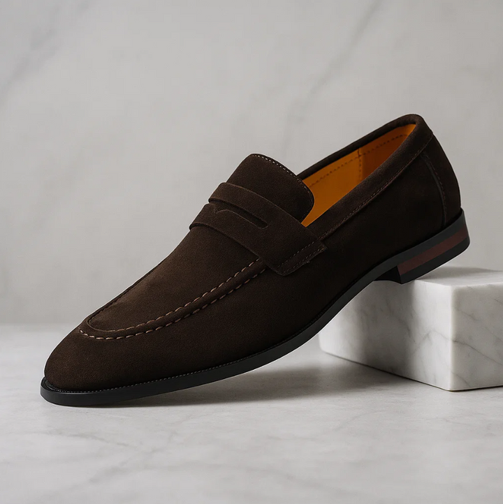 Men’s Suede Penny Loafers | Premium Comfort Dress Shoes | Classic Slip-On Design