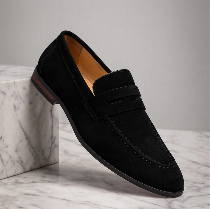 Men’s Suede Penny Loafers | Premium Comfort Dress Shoes | Classic Slip-On Design