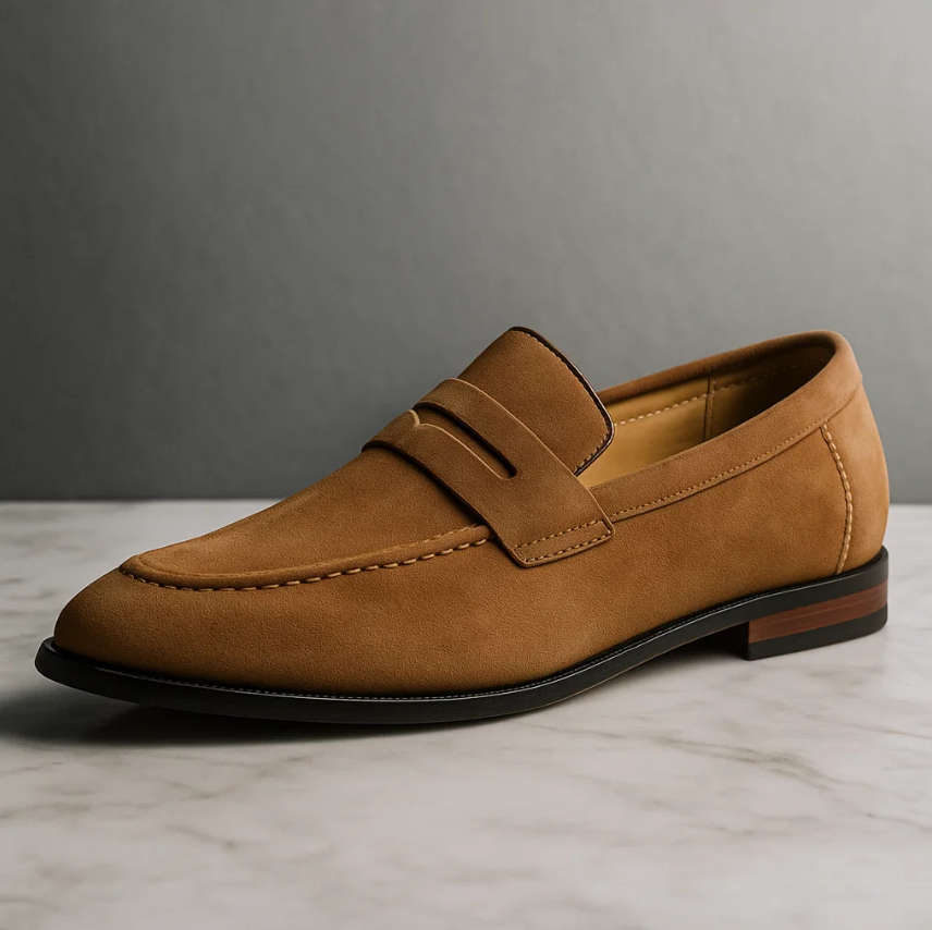 Men’s Suede Penny Loafers | Premium Comfort Dress Shoes | Classic Slip-On Design