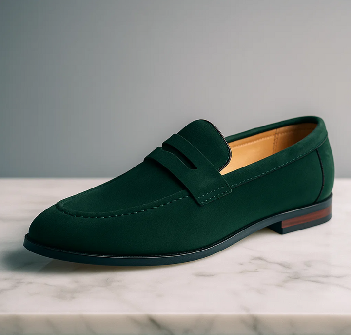 Men’s Suede Penny Loafers | Premium Comfort Dress Shoes | Classic Slip-On Design