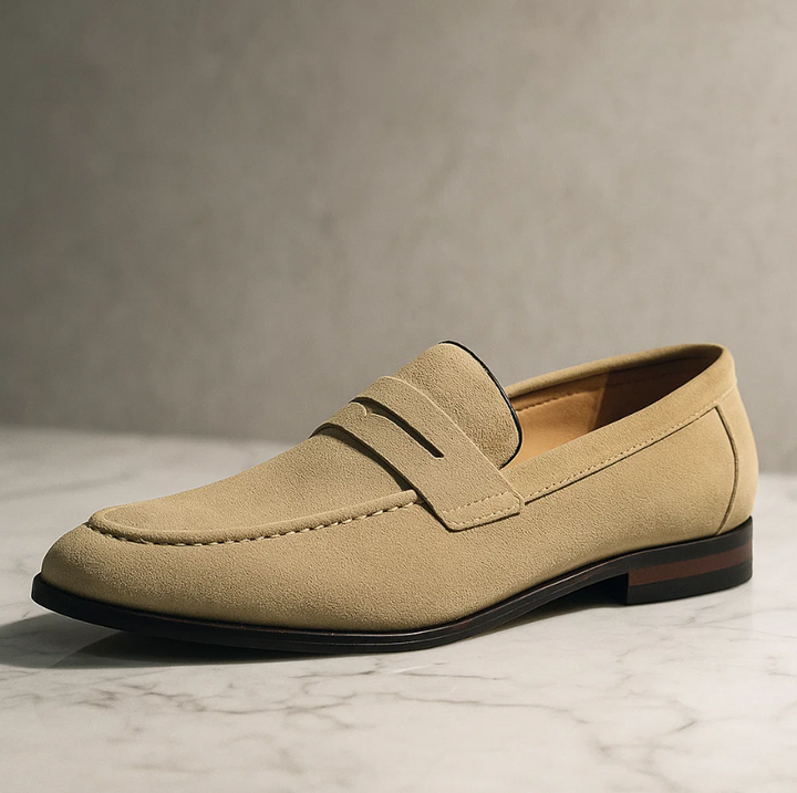 Men’s Suede Penny Loafers | Premium Comfort Dress Shoes | Classic Slip-On Design