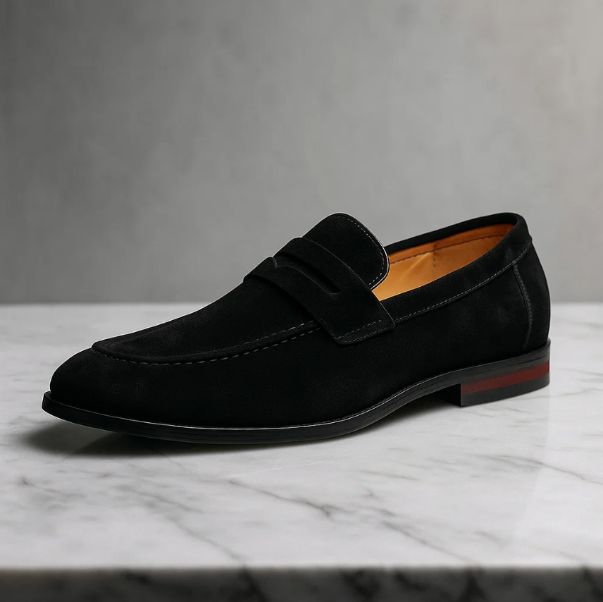 Men’s Suede Penny Loafers | Premium Comfort Dress Shoes | Classic Slip-On Design