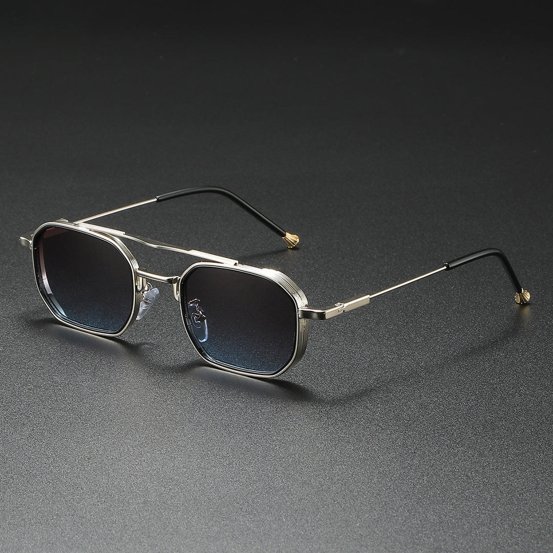 Men’s Retro Metal Frame Sunglasses - Classic Square Aviator Shades