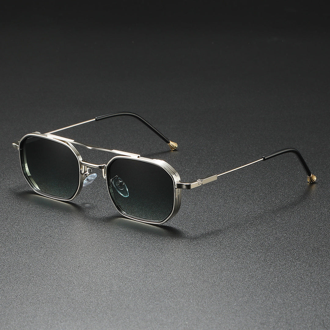 Men’s Retro Metal Frame Sunglasses - Classic Square Aviator Shades