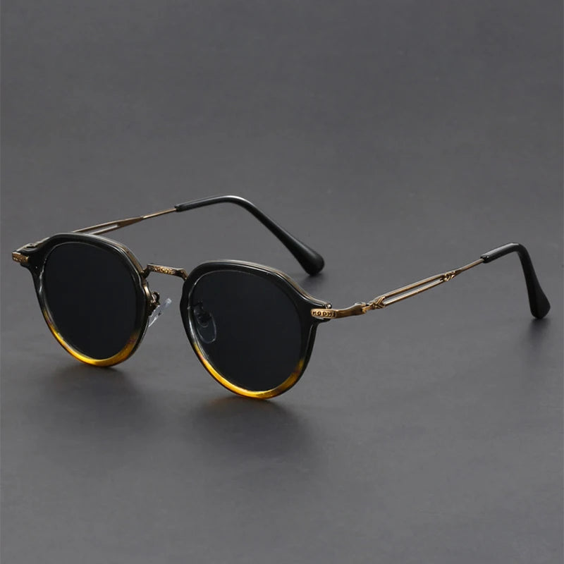 Men’s Retro Round Classic Metal-Arm UV400 Sunglasses