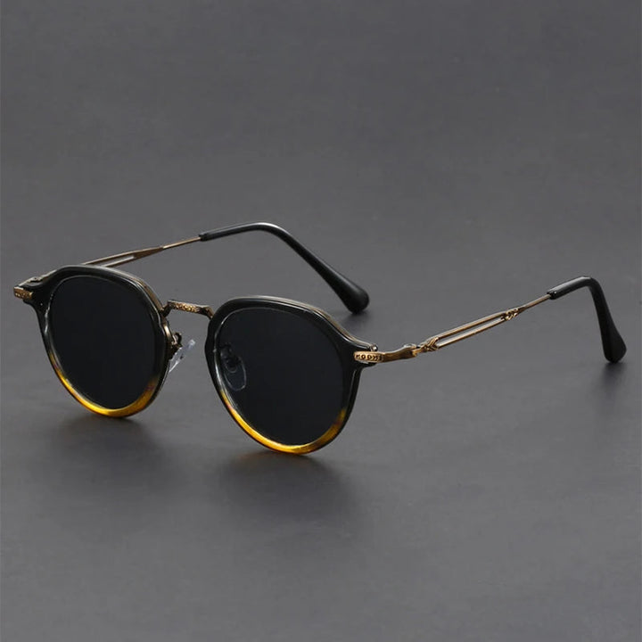 Men’s Retro Round Classic Metal-Arm UV400 Sunglasses