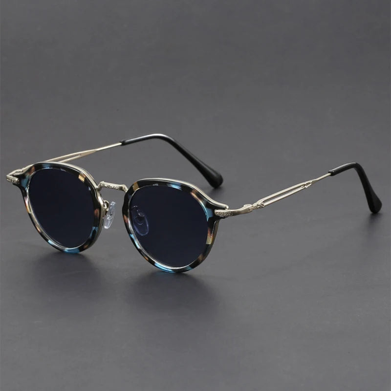 Men’s Retro Round Classic Metal-Arm UV400 Sunglasses