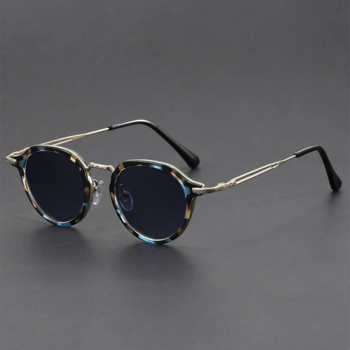 Men’s Retro Round Classic Metal-Arm UV400 Sunglasses