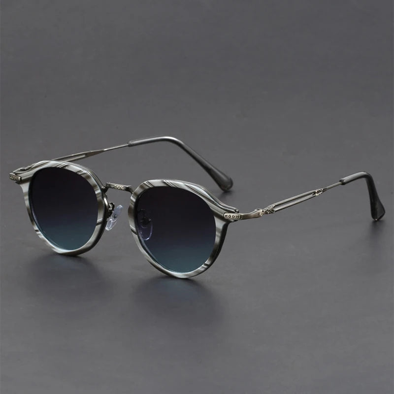 Men’s Retro Round Classic Metal-Arm UV400 Sunglasses