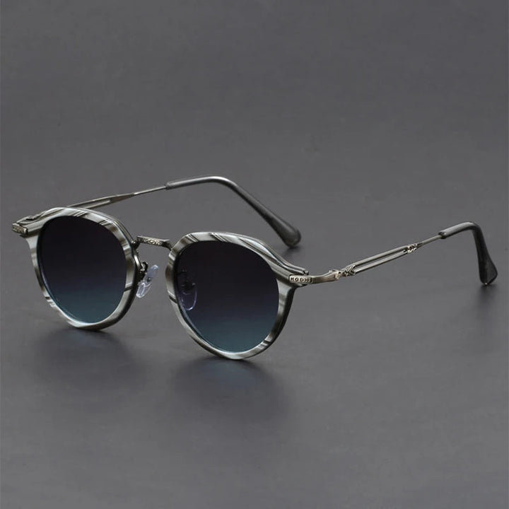 Men’s Retro Round Classic Metal-Arm UV400 Sunglasses