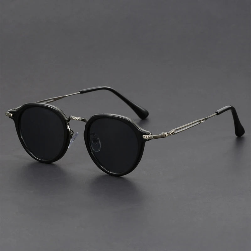 Men’s Retro Round Classic Metal-Arm UV400 Sunglasses