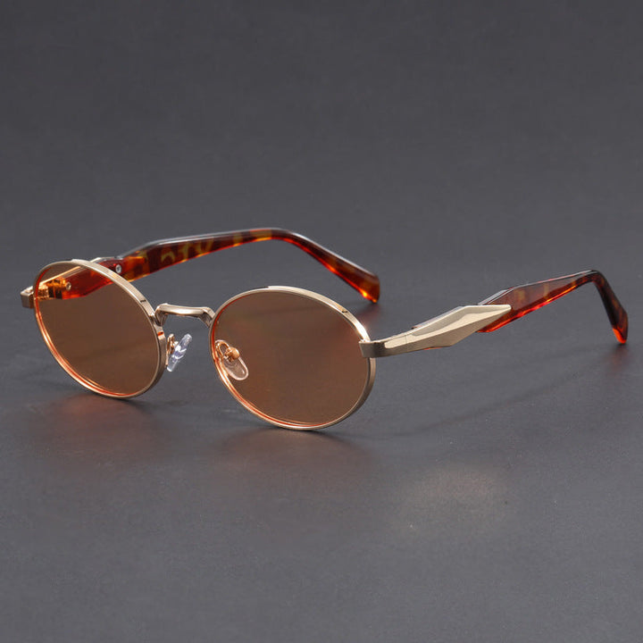 Oval Metal Frame Vintage Gradient Lenses Sunglasses