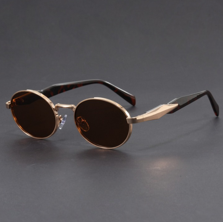 Oval Metal Frame Vintage Gradient Lenses Sunglasses