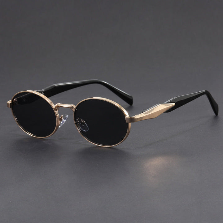 Oval Metal Frame Vintage Gradient Lenses Sunglasses