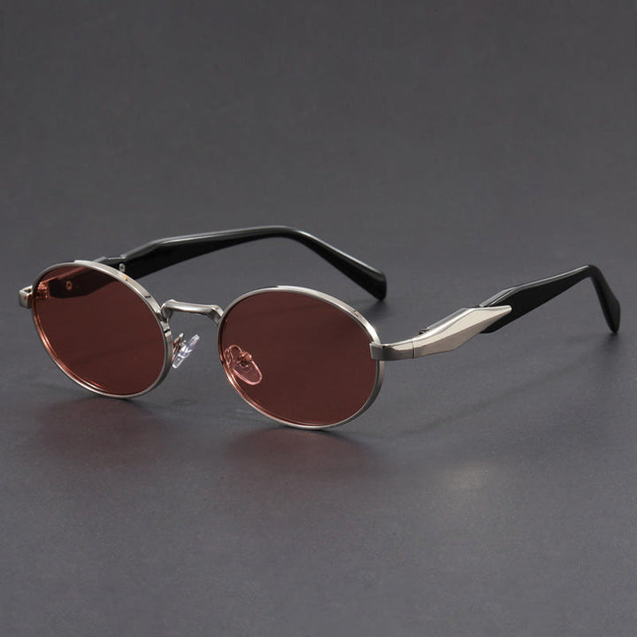 Oval Metal Frame Vintage Gradient Lenses Sunglasses