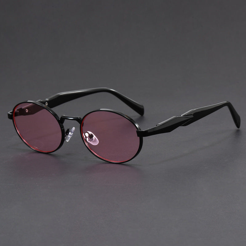 Oval Metal Frame Vintage Gradient Lenses Sunglasses