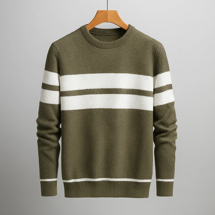 Men's Striped Crewneck Knit Pullover Sweater