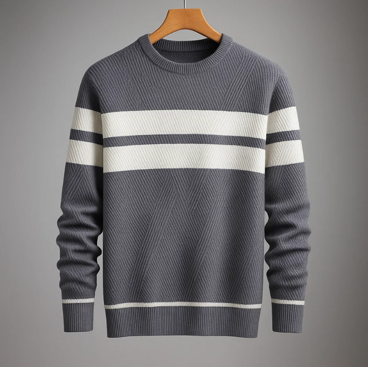 Men's Striped Crewneck Knit Pullover Sweater