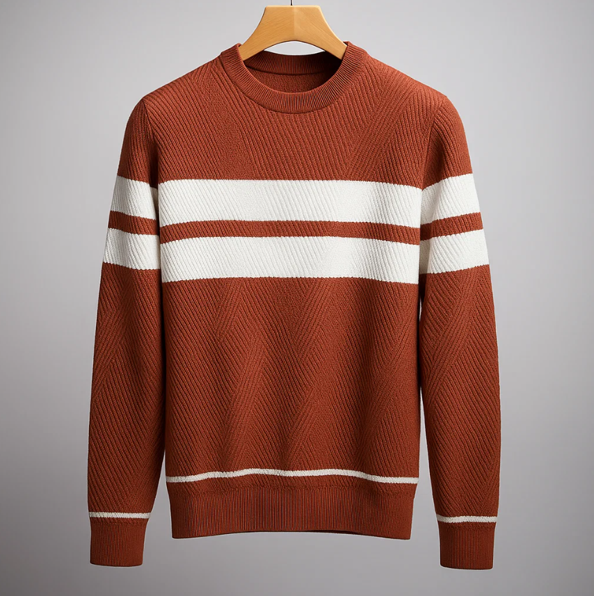 Men's Striped Crewneck Knit Pullover Sweater