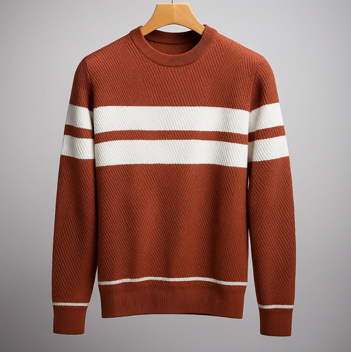 Men's Striped Crewneck Knit Pullover Sweater