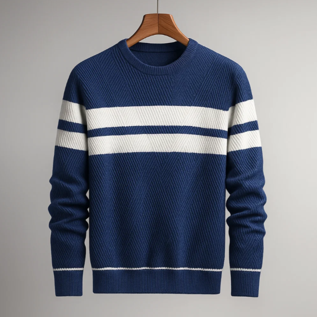 Men's Striped Crewneck Knit Pullover Sweater