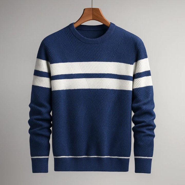 Men's Striped Crewneck Knit Pullover Sweater