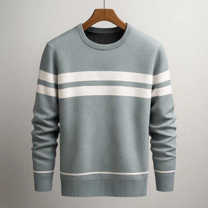 Men's Striped Crewneck Knit Pullover Sweater