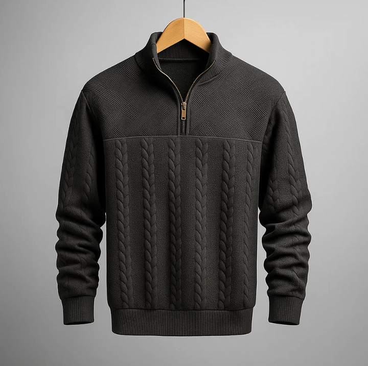 Men's Cable-Knit Quarter Zip Pullover Sweater